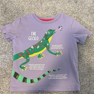 Mini Boden Purple T-Shirt with Colorful Gecko Design
